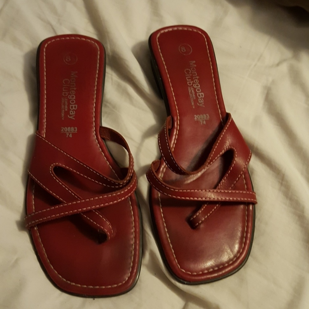 Red leather sandle 8.5